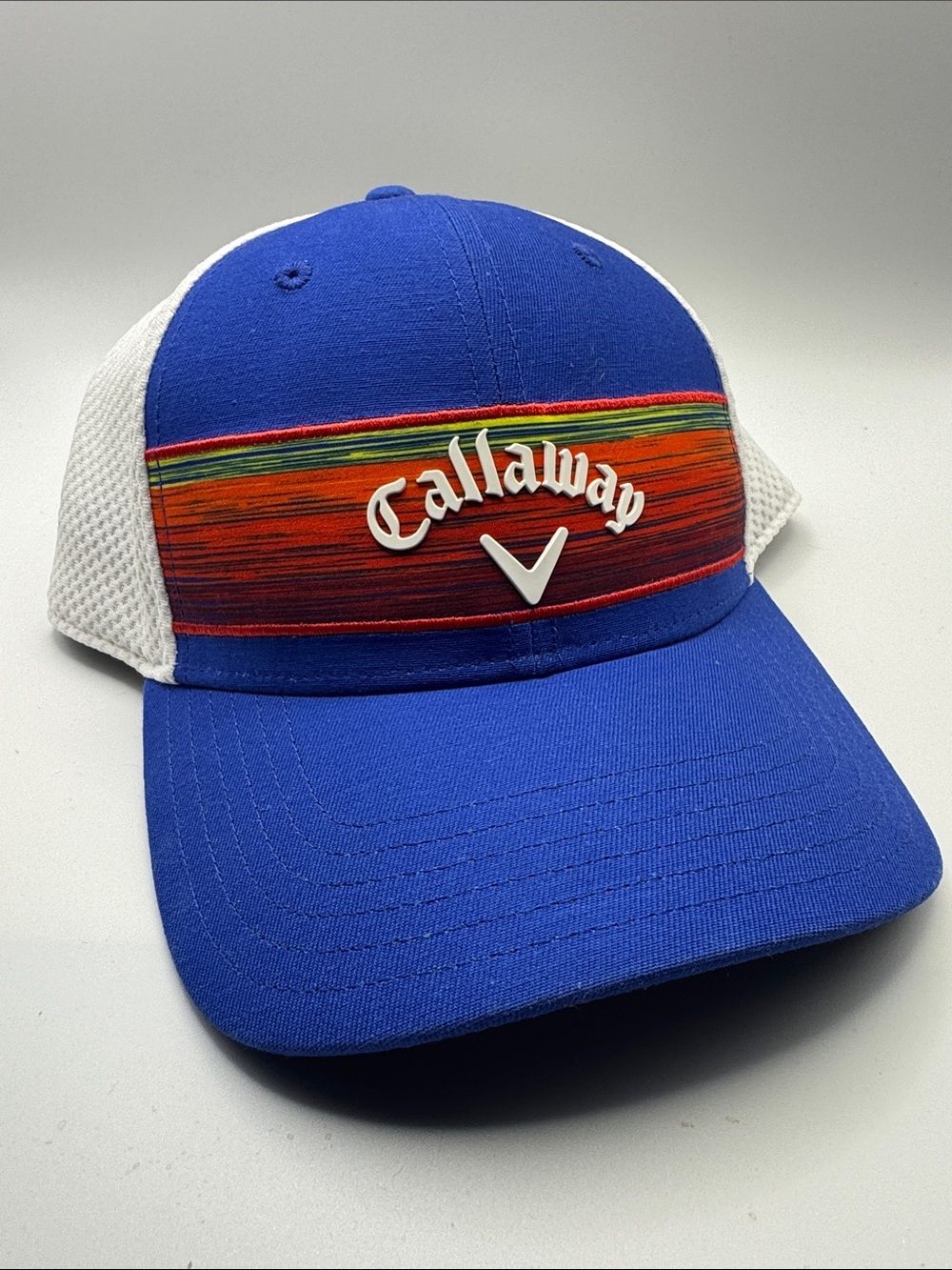 Callaway Blue White Multicolor Stripe Mesh Back Trucker Hat